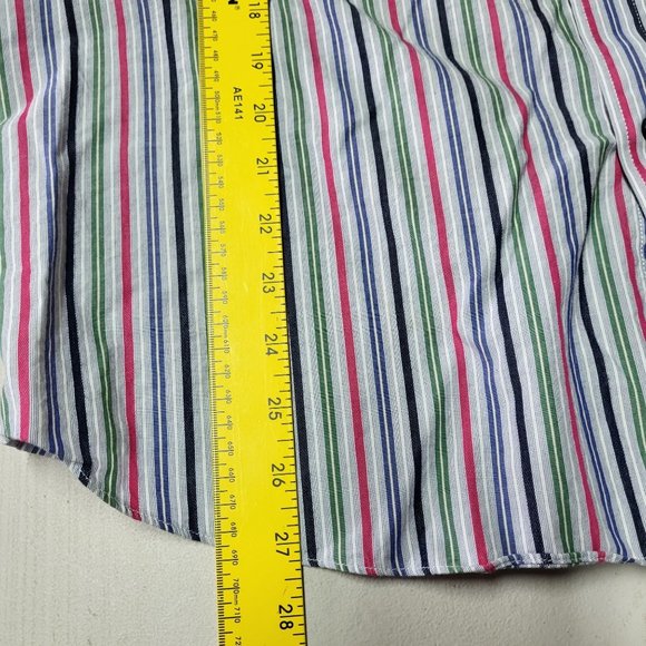 ALAN FLUSSER Men’s Long Sleeve Casual Shirt Size Large Multi- Color Stripped Top - Picture 13 of 13